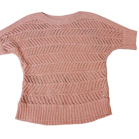 Women's Chico's Size 2 Short Sleeve Knit Sweater Dark Peach - Picture 1 of 4